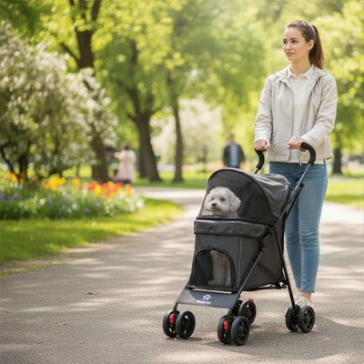 Poussette pour chien balade au parc