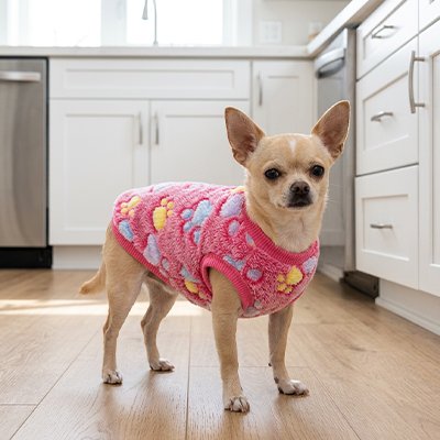 Pull Chien avec chihuahua dans le salon