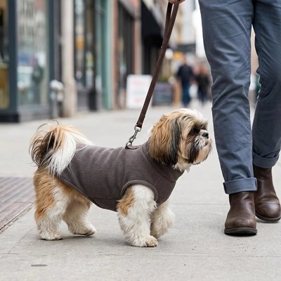 Pull Chien marron dans la rue