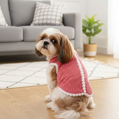 Pull petit Chien rose