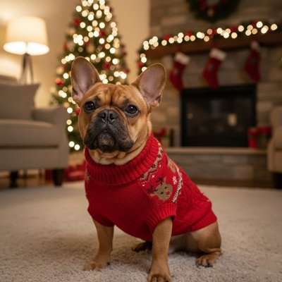 Pull Petit Chien rouge dans le salon