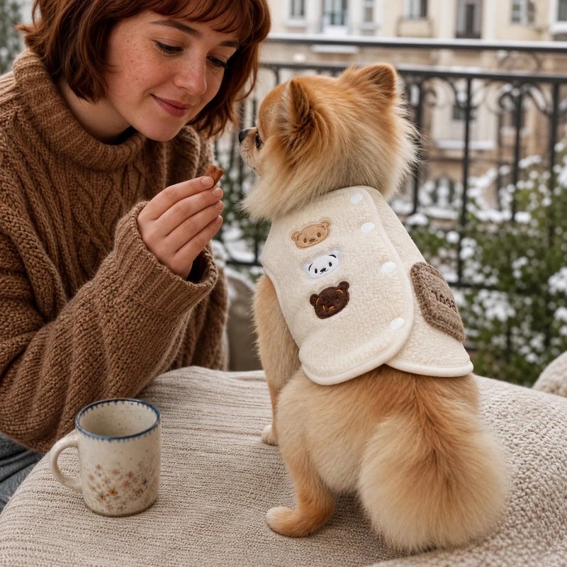 Pull pour Chien avec le chien sur la table