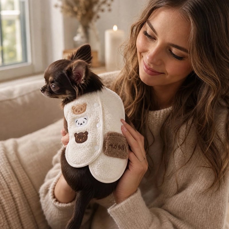 Pull pour Chien blanc un chien avec sa maîtresse