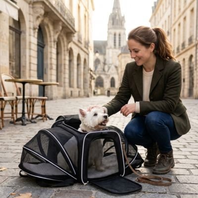 Sac de transport pour Chien blanc en ville