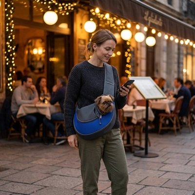 Sac de transport pour Chien bleu la nuit en ville 