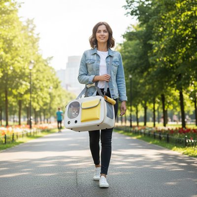 Sac de transport pour Chien jaune au parc