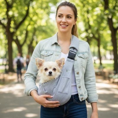 Sac transport pour Chien gris au parc