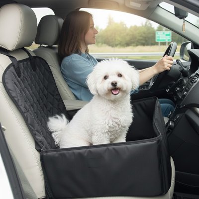 Siege auto pour chien chihuahua blanc